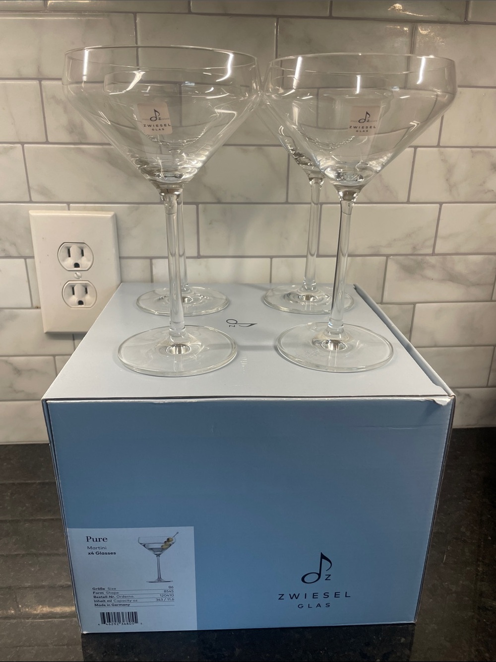 Zwiesel Glas Pure Martini Glasses NIB Set of 4